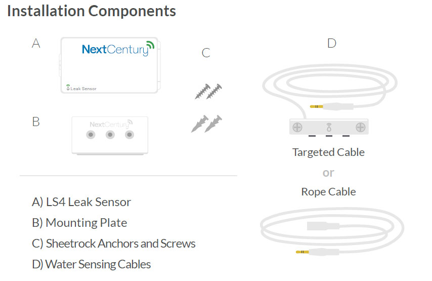 Leak Sensor Installation Components